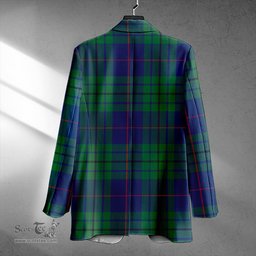 ScotsTee Shop Hutton Modern Clan Crest Casual Tartan Flat Lapel Collar Blazer Tartan Blazer Cotton