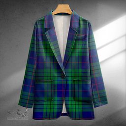 ScotsTee Shop Hutton Modern Clan Crest Casual Tartan Flat Lapel Collar Blazer Tartan Blazer Cotton