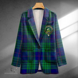 ScotsTee Shop Hutton Modern Clan Crest Casual Tartan Flat Lapel Collar Blazer Tartan Blazer Cotton