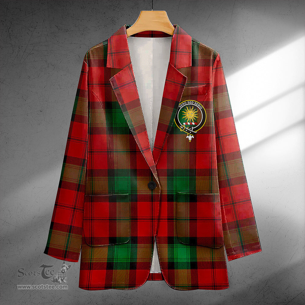 ScotsTee Shop Kerr Modern Clan Crest Casual Tartan Flat Lapel Collar Blazer Tartan Blazer Cotton
