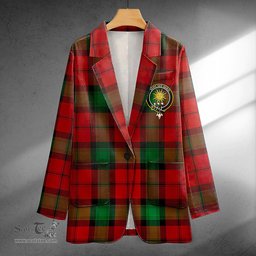 ScotsTee Shop Kerr Modern Clan Crest Casual Tartan Flat Lapel Collar Blazer Tartan Blazer Cotton