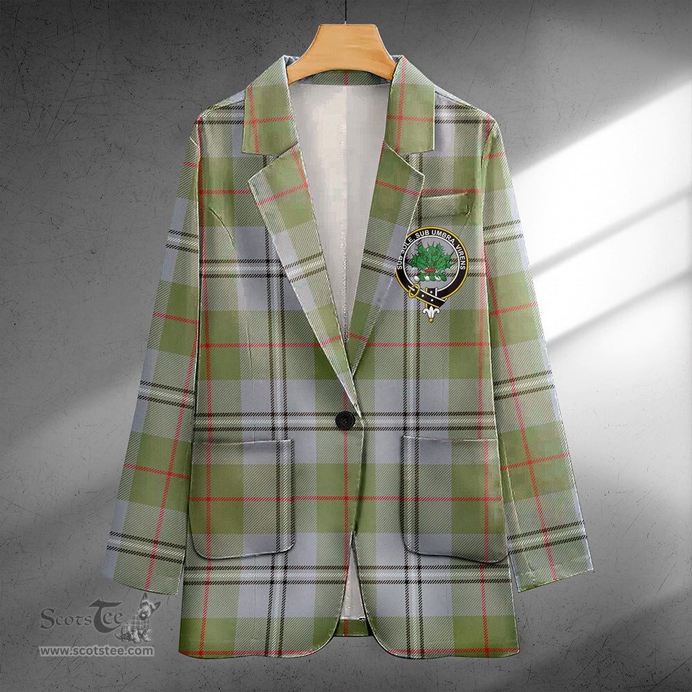 ScotsTee Shop Irvine of Glentulchan Weathered Clan Crest Casual Tartan Flat Lapel Collar Blazer Tartan Blazer Cotton