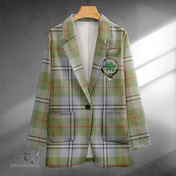 ScotsTee Shop Irvine of Glentulchan Weathered Clan Crest Casual Tartan Flat Lapel Collar Blazer Tartan Blazer Cotton