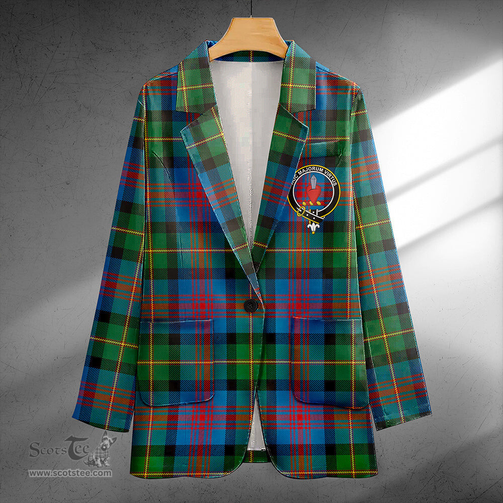 ScotsTee Shop Logan Ancient Clan Crest Casual Tartan Flat Lapel Collar Blazer Tartan Blazer Cotton