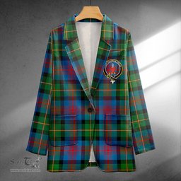 ScotsTee Shop Logan Ancient Clan Crest Casual Tartan Flat Lapel Collar Blazer Tartan Blazer Cotton