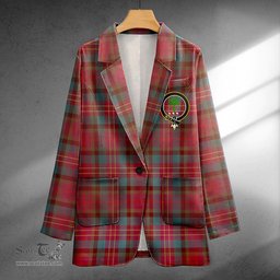 ScotsTee Shop Leighton Weathered Clan Crest Casual Tartan Flat Lapel Collar Blazer Tartan Blazer Cotton