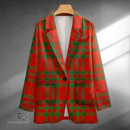 ScotsTee Shop Livingstone Ancient Clan Crest Casual Tartan Flat Lapel Collar Blazer Tartan Blazer Cotton