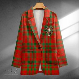 ScotsTee Shop Livingstone Ancient Clan Crest Casual Tartan Flat Lapel Collar Blazer Tartan Blazer Cotton