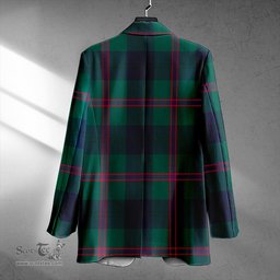 ScotsTee Shop Laurie Modern Clan Crest Casual Tartan Flat Lapel Collar Blazer Tartan Blazer Cotton