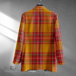 ScotsTee Shop MacBrair Weathered Clan Crest Casual Tartan Flat Lapel Collar Blazer Tartan Blazer Cotton