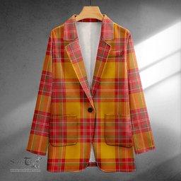 ScotsTee Shop MacBrair Weathered Clan Crest Casual Tartan Flat Lapel Collar Blazer Tartan Blazer Cotton