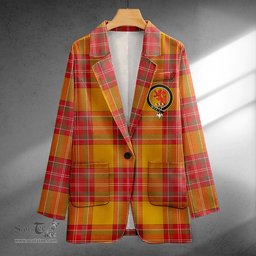 ScotsTee Shop MacBrair Weathered Clan Crest Casual Tartan Flat Lapel Collar Blazer Tartan Blazer Cotton