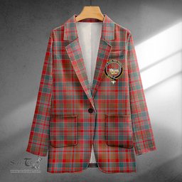 ScotsTee Shop MacDonald of Boisdale (Donald Boisdale) Weathered Clan Crest Casual Tartan Flat Lapel Collar Blazer Tartan Blazer Cotton