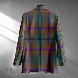 ScotsTee Shop Laurie Weathered Clan Crest Casual Tartan Flat Lapel Collar Blazer Tartan Blazer Cotton