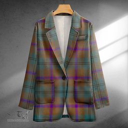 ScotsTee Shop Laurie Weathered Clan Crest Casual Tartan Flat Lapel Collar Blazer Tartan Blazer Cotton