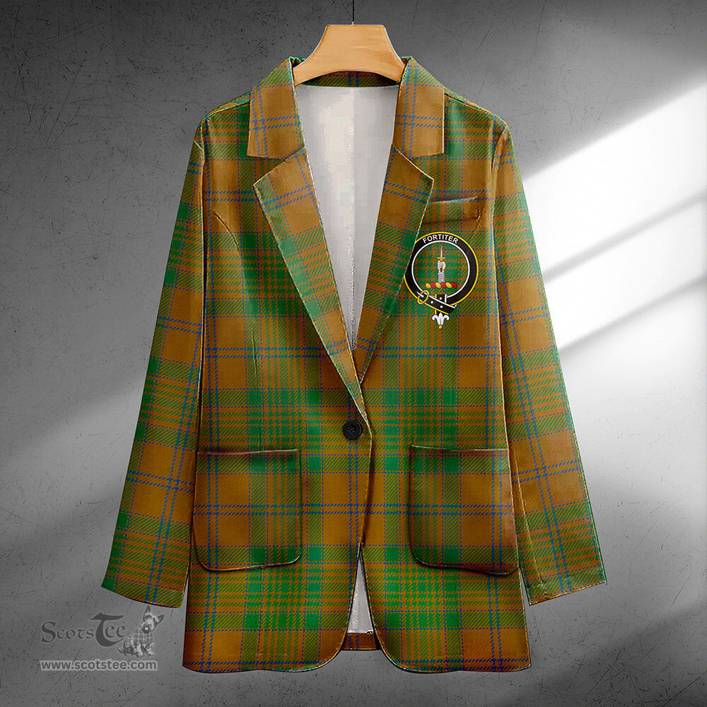 ScotsTee Shop MacAlister of Glenbarr Hunting (MacAlister of Glenbarr; Hunting) Modern Clan Crest Casual Tartan Flat Lapel Collar Blazer Tartan Blazer Cotton