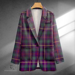 ScotsTee Shop MacCainsh Weathered Clan Crest Casual Tartan Flat Lapel Collar Blazer Tartan Blazer Cotton