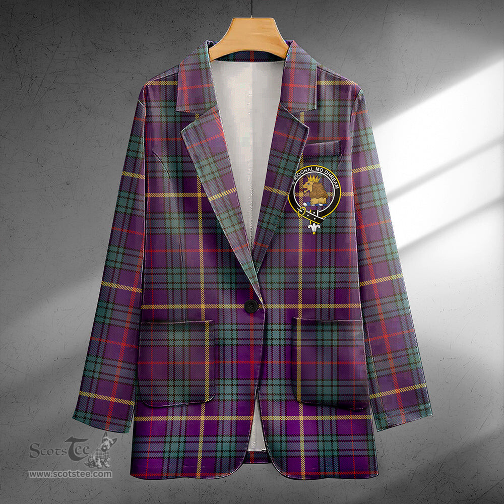 ScotsTee Shop MacCainsh Weathered Clan Crest Casual Tartan Flat Lapel Collar Blazer Tartan Blazer Cotton