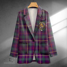ScotsTee Shop MacCainsh Weathered Clan Crest Casual Tartan Flat Lapel Collar Blazer Tartan Blazer Cotton