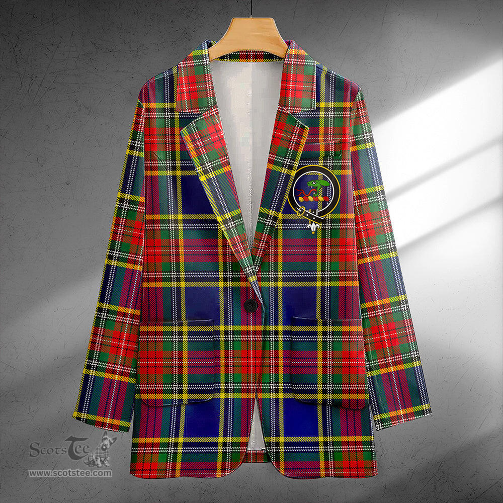 ScotsTee Shop MacBeth Modern Clan Crest Casual Tartan Flat Lapel Collar Blazer Tartan Blazer Cotton