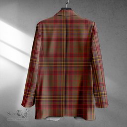 ScotsTee Shop Kennedy Weathered Clan Crest Casual Tartan Flat Lapel Collar Blazer Tartan Blazer Cotton