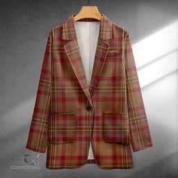 ScotsTee Shop Kennedy Weathered Clan Crest Casual Tartan Flat Lapel Collar Blazer Tartan Blazer Cotton