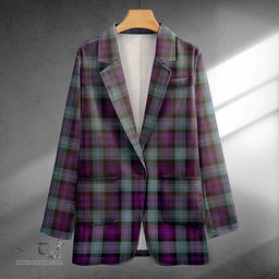 ScotsTee Shop Lyon ((Liall/Lyall/Lyle) Weathered Clan Crest Casual Tartan Flat Lapel Collar Blazer Tartan Blazer Cotton