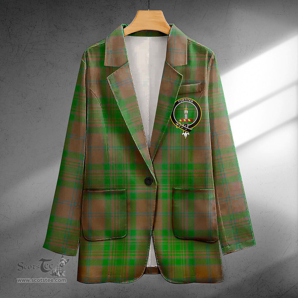 ScotsTee Shop MacAlister of Glenbarr Hunting (MacAlister of Glenbarr; Hunting) Ancient Clan Crest Casual Tartan Flat Lapel Collar Blazer Tartan Blazer Cotton