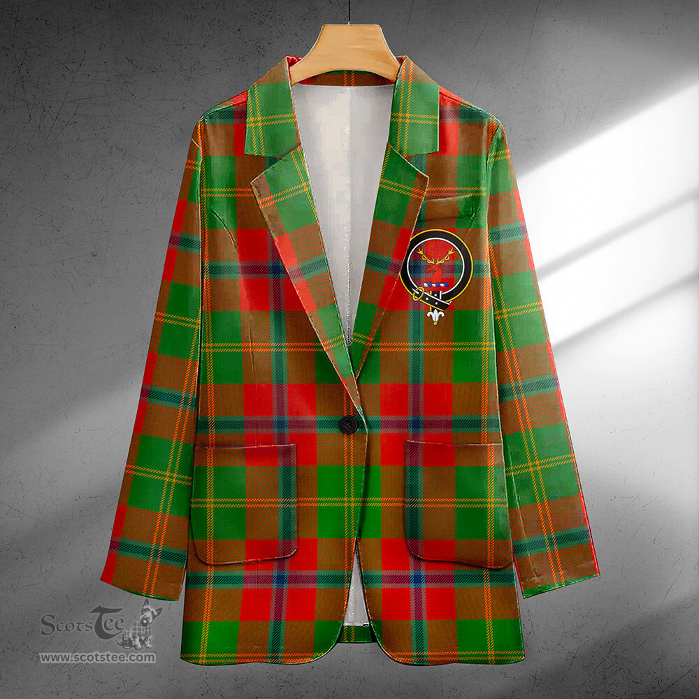 ScotsTee Shop Hutcheson Ancient Clan Crest Casual Tartan Flat Lapel Collar Blazer Tartan Blazer Cotton