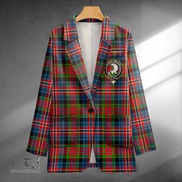 ScotsTee Shop Kidd Ancient Clan Crest Casual Tartan Flat Lapel Collar Blazer Tartan Blazer Cotton