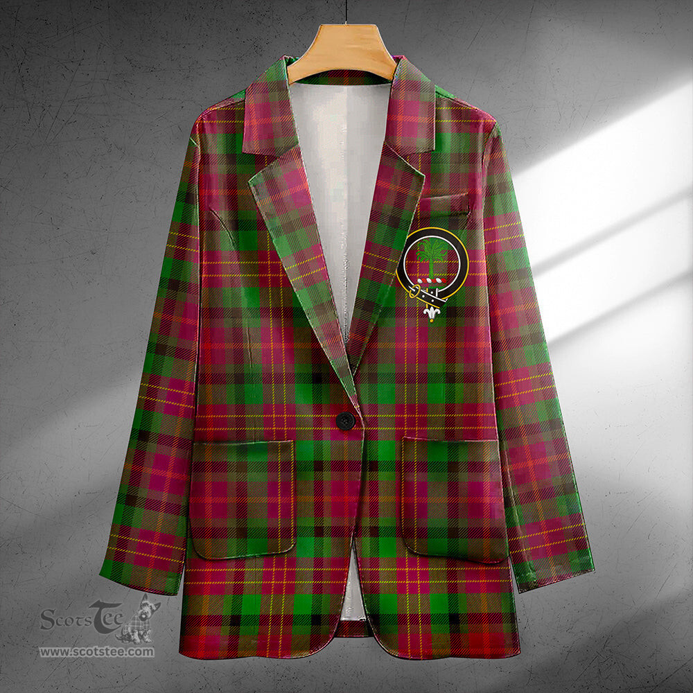ScotsTee Shop Leighton Modern Clan Crest Casual Tartan Flat Lapel Collar Blazer Tartan Blazer Cotton