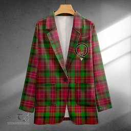 ScotsTee Shop Leighton Modern Clan Crest Casual Tartan Flat Lapel Collar Blazer Tartan Blazer Cotton