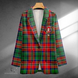ScotsTee Shop MacCulloch Modern Clan Crest Casual Tartan Flat Lapel Collar Blazer Tartan Blazer Cotton