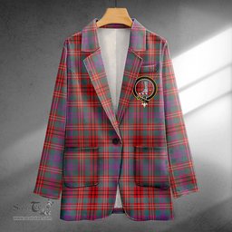ScotsTee Shop MacCall (MacColl) Weathered Clan Crest Casual Tartan Flat Lapel Collar Blazer Tartan Blazer Cotton