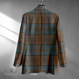 ScotsTee Shop Lockhart Weathered Clan Crest Casual Tartan Flat Lapel Collar Blazer Tartan Blazer Cotton