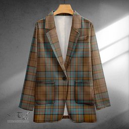 ScotsTee Shop Lockhart Weathered Clan Crest Casual Tartan Flat Lapel Collar Blazer Tartan Blazer Cotton