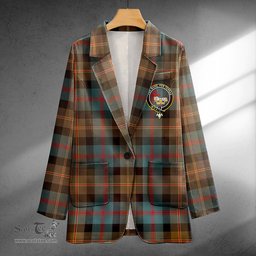 ScotsTee Shop MacDonald of Borrodale (Donald Borrodale Historic) Weathered Clan Crest Casual Tartan Flat Lapel Collar Blazer Tartan Blazer Cotton