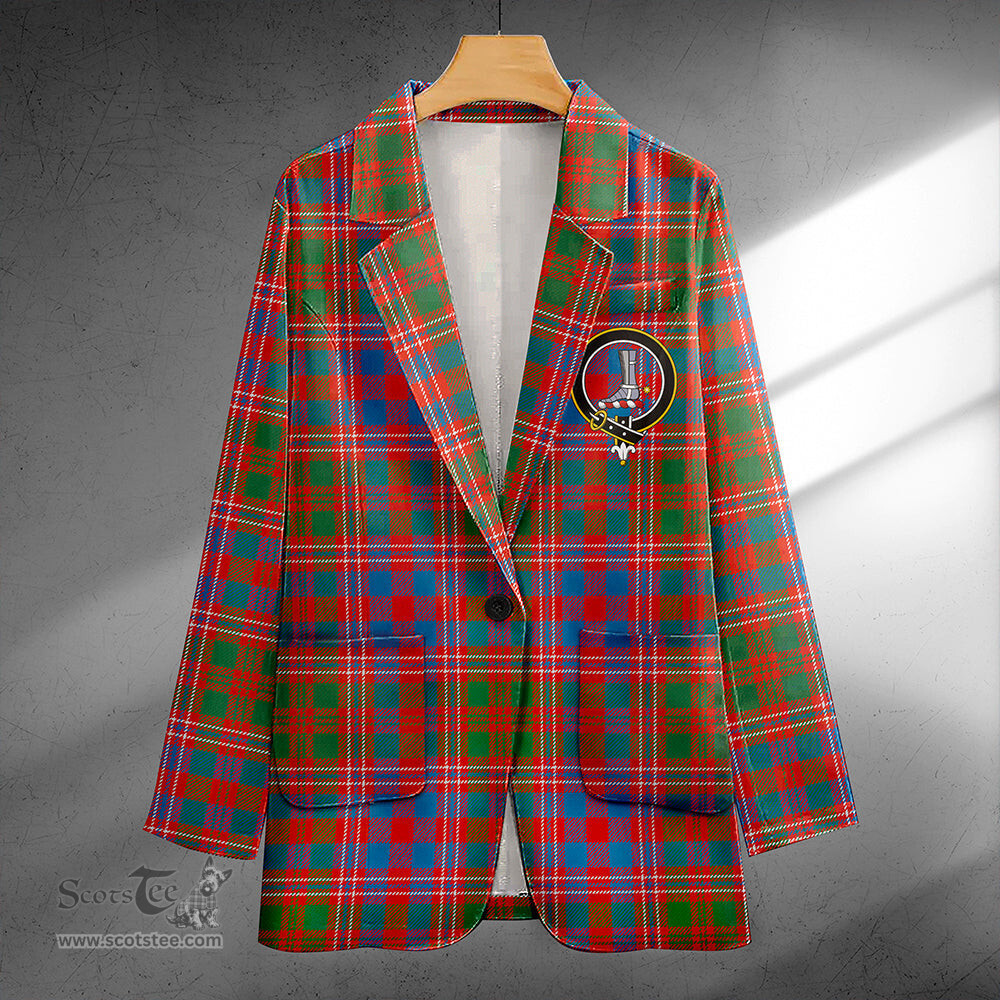 ScotsTee Shop MacColl (MacCall) Ancient Clan Crest Casual Tartan Flat Lapel Collar Blazer Tartan Blazer Cotton