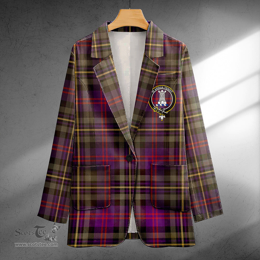 ScotsTee Shop MacCallum of Berwick Weathered Clan Crest Casual Tartan Flat Lapel Collar Blazer Tartan Blazer Cotton