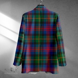 ScotsTee Shop Logan Modern Clan Crest Casual Tartan Flat Lapel Collar Blazer Tartan Blazer Cotton