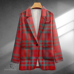ScotsTee Shop Livingstone Weathered Clan Crest Casual Tartan Flat Lapel Collar Blazer Tartan Blazer Cotton