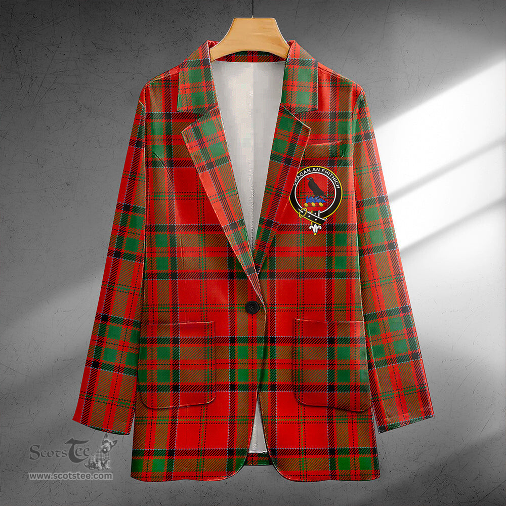 ScotsTee Shop MacDonell of Keppoch Modern Clan Crest Casual Tartan Flat Lapel Collar Blazer Tartan Blazer Cotton