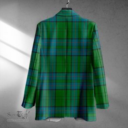 ScotsTee Shop Lockhart Ancient Clan Crest Casual Tartan Flat Lapel Collar Blazer Tartan Blazer Cotton