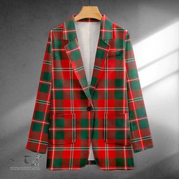 ScotsTee Shop MacDonald of Glenaladale (Donald of Glenaladale) 2006 Modern Clan Crest Casual Tartan Flat Lapel Collar Blazer Tartan Blazer Cotton