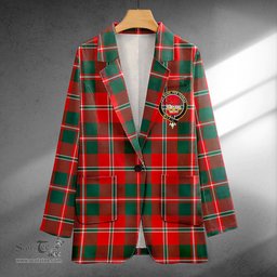 ScotsTee Shop MacDonald of Glenaladale (Donald of Glenaladale) 2006 Modern Clan Crest Casual Tartan Flat Lapel Collar Blazer Tartan Blazer Cotton