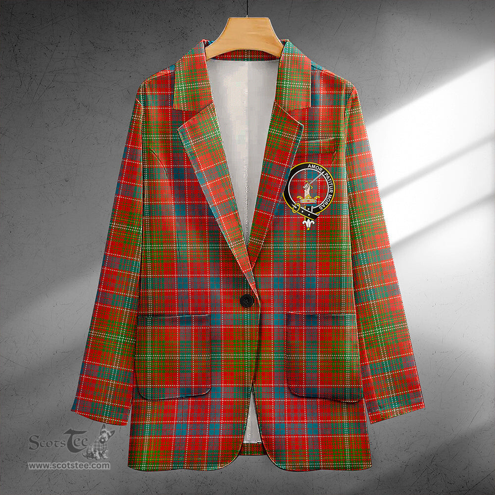 ScotsTee Shop Lumsden Ancient Clan Crest Casual Tartan Flat Lapel Collar Blazer Tartan Blazer Cotton