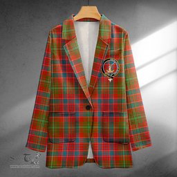ScotsTee Shop Lumsden Ancient Clan Crest Casual Tartan Flat Lapel Collar Blazer Tartan Blazer Cotton
