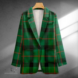 ScotsTee Shop Kincaid Modern Clan Crest Casual Tartan Flat Lapel Collar Blazer Tartan Blazer Cotton