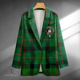 ScotsTee Shop Kincaid Modern Clan Crest Casual Tartan Flat Lapel Collar Blazer Tartan Blazer Cotton