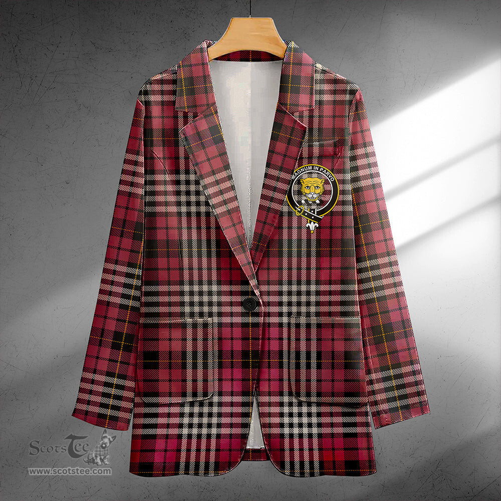 ScotsTee Shop Little of Morton Rigg Ancient Clan Crest Casual Tartan Flat Lapel Collar Blazer Tartan Blazer Cotton